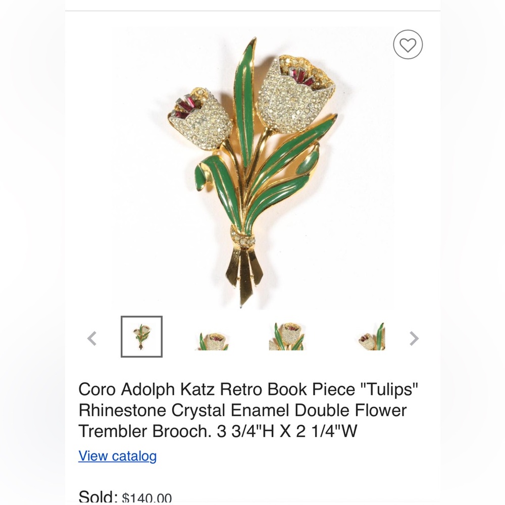 🚨RARE🔥: 1930’s CORO Adolf Katz Double Tulip Collectors Brooch - Picture 9 of 11